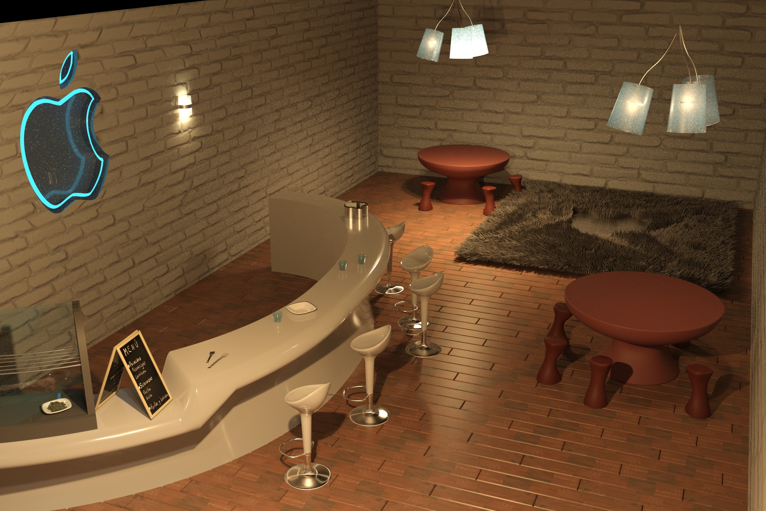 Modelling of a modern style cafeteria Image